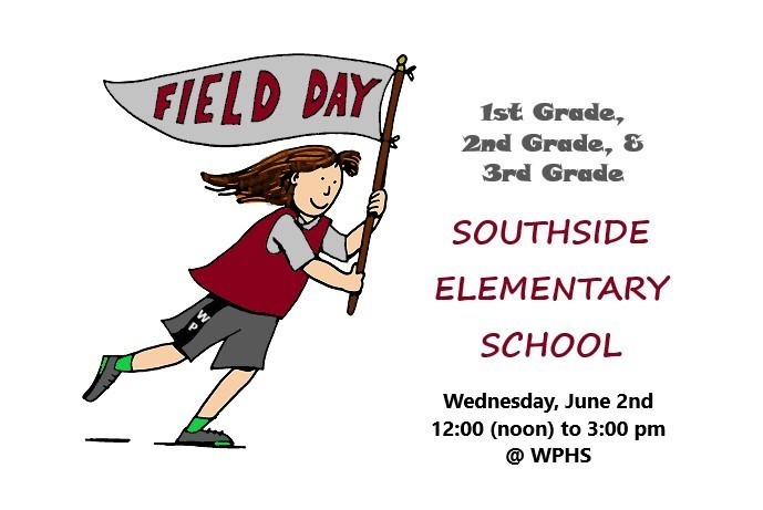 drawing of running girl holding field day flag