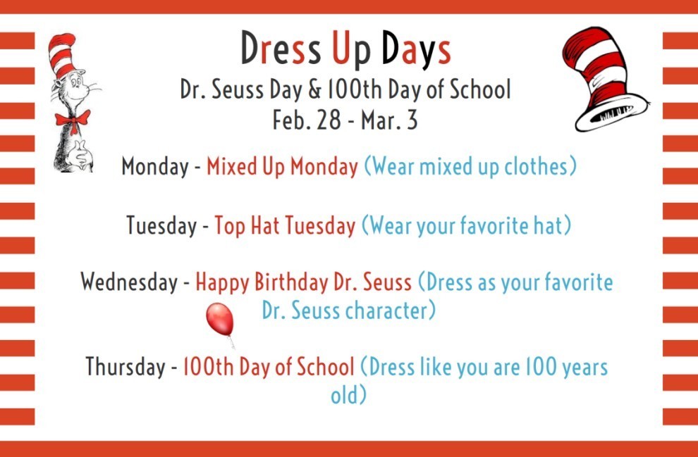 Dress Up Days list of activities